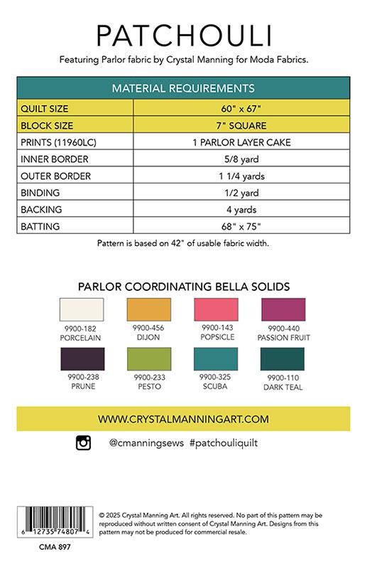 Parlor by Crystal Manning : Patchouli Quilt Pattern