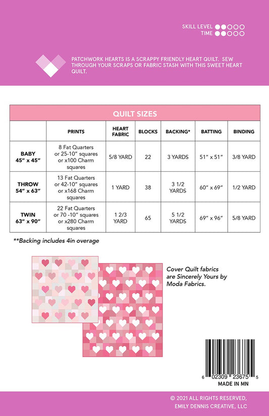 Patchwork Hearts Quilt Pattern by Quilty Love