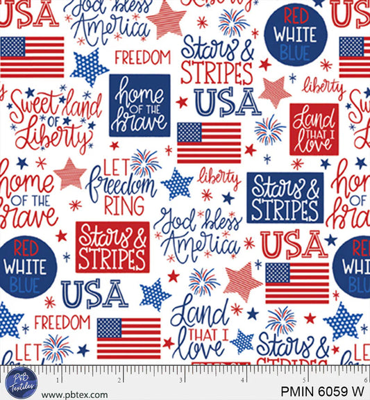 Patriotic Minis by P&B Textiles : PMIN 6059 W (Estimated Arrival January 2026)