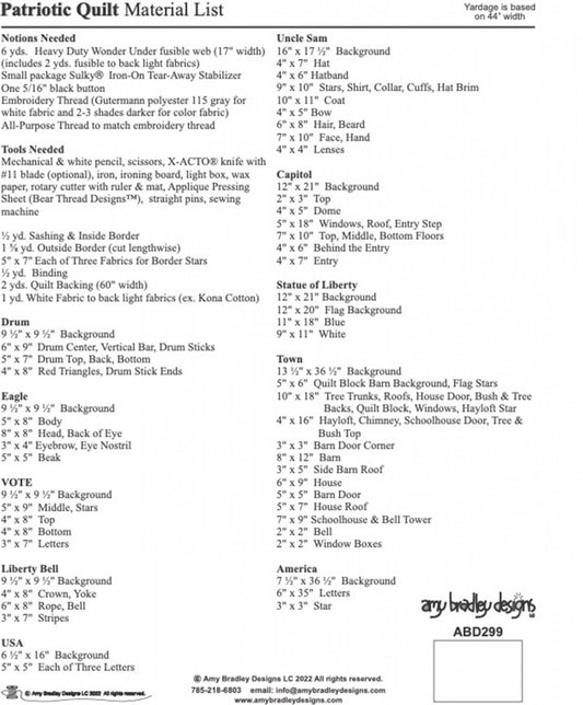 Patriotic Quilt Pattern # ABD299 - Special Order