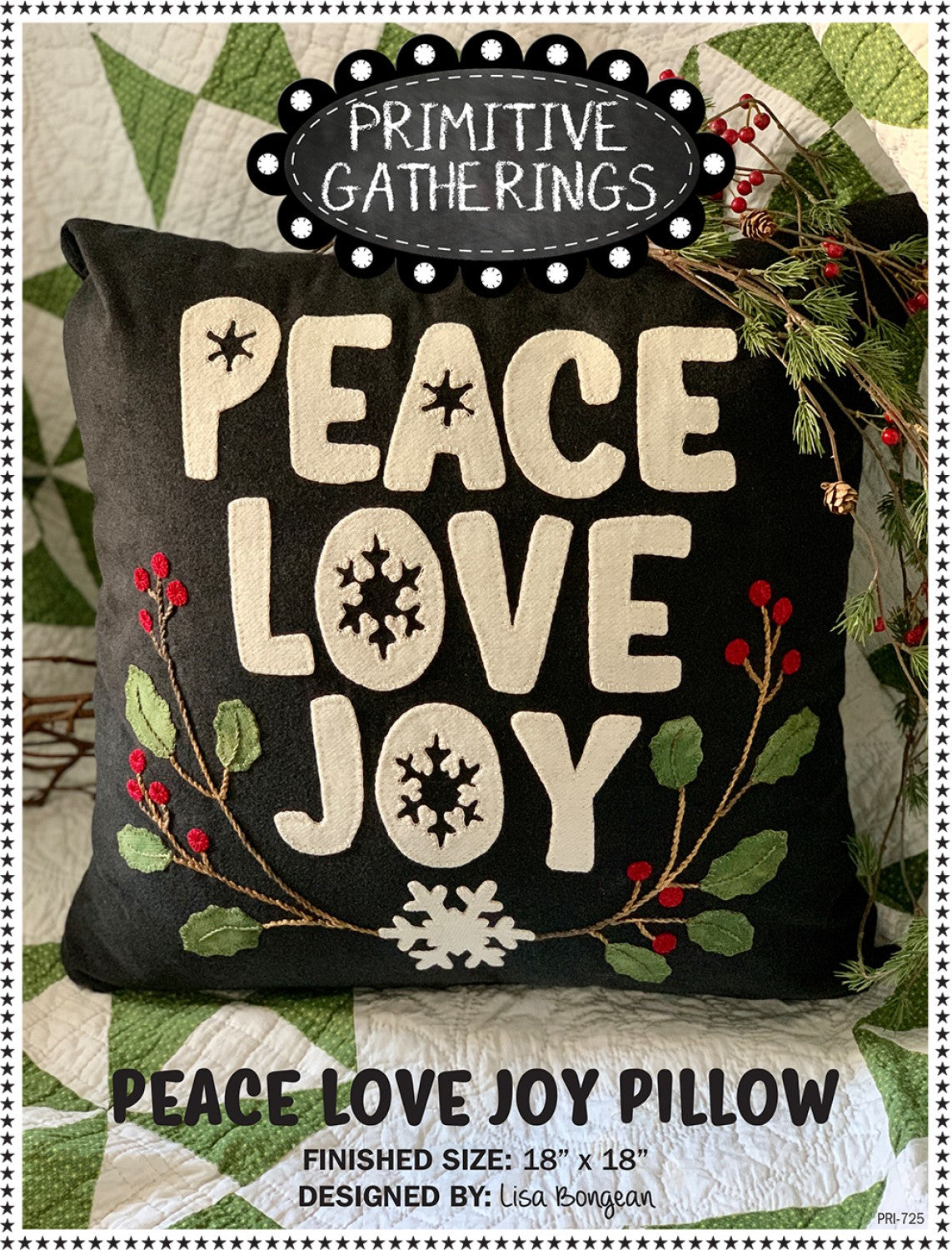 Peace, Love, Joy Pillow # PRI-725- Special Order