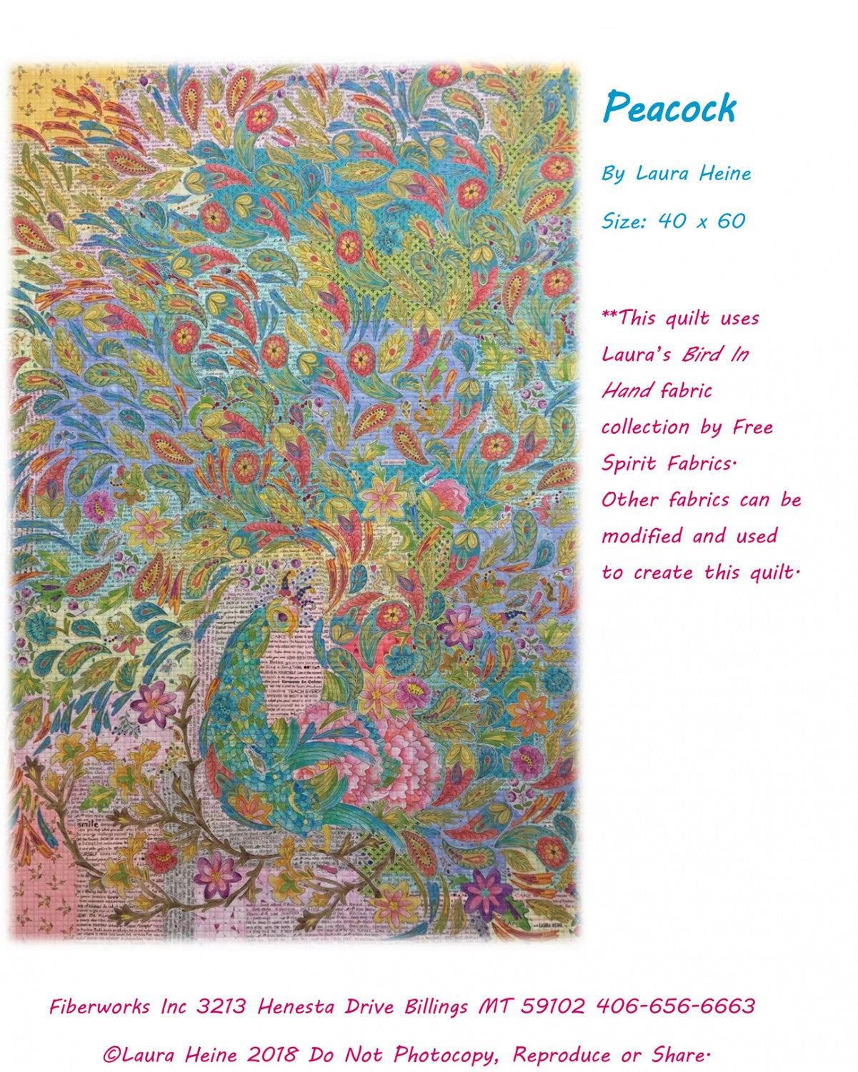 Peacock Collage Pattern # LHFWPEA - Special Order