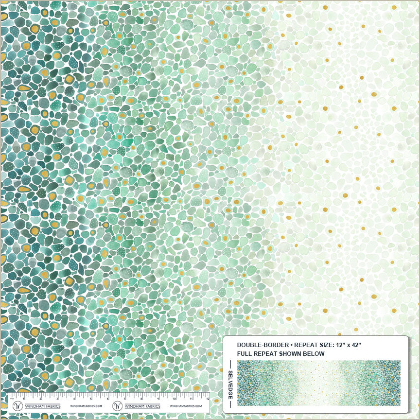 Pebble & Posy by Essoldo Design : Sea Glass Jade Double Border 55795DM-1