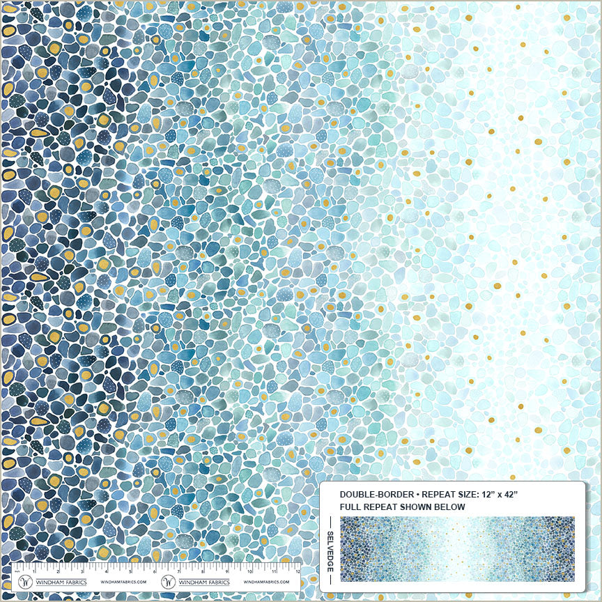 Pebble & Posy by Essoldo Design : Sea Glass Sapphire Double Border 55795DM-9