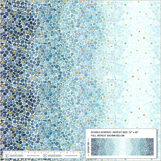 Pebble & Posy by Essoldo Design : Sea Glass Sapphire Double Border 55795DM-9