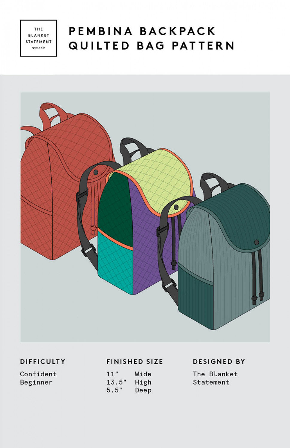 Backpack Pattern Quilt Block Pembina Backpack Quilted Bag Pattern by The Blanket Statement – Modern ...