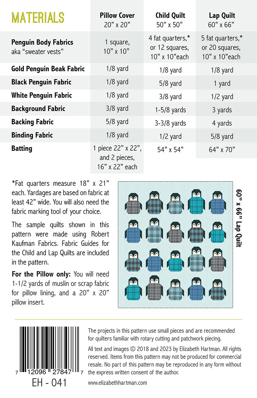 Penguin Party Quilt Pattern by Elizabeth Hartman