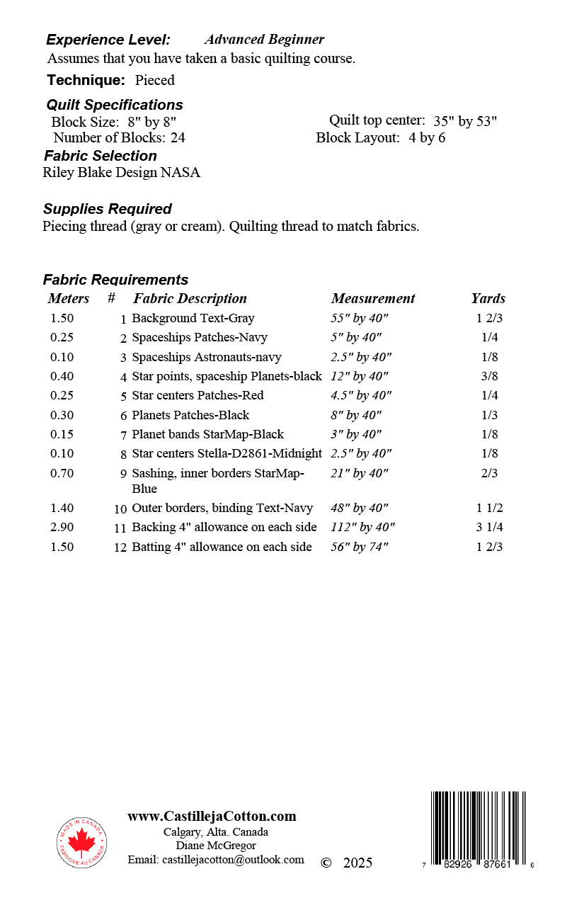 People in Space Quilt Pattern by Castilleja Cotton