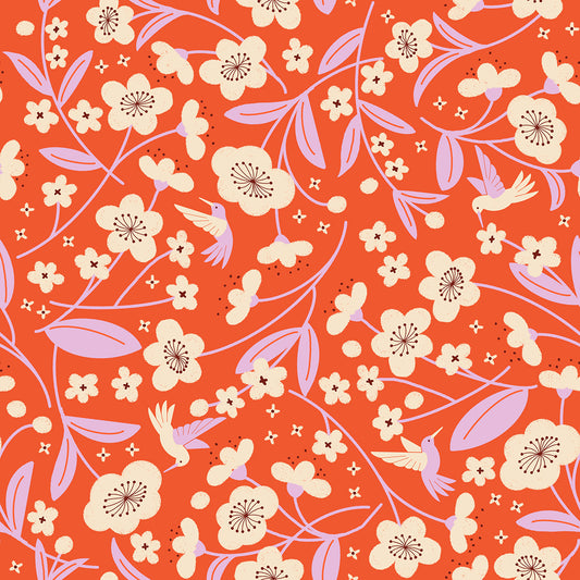 Persimmon by Rashida Coleman-Hale : Persimmon Blossoms Warm Red RS1121 12