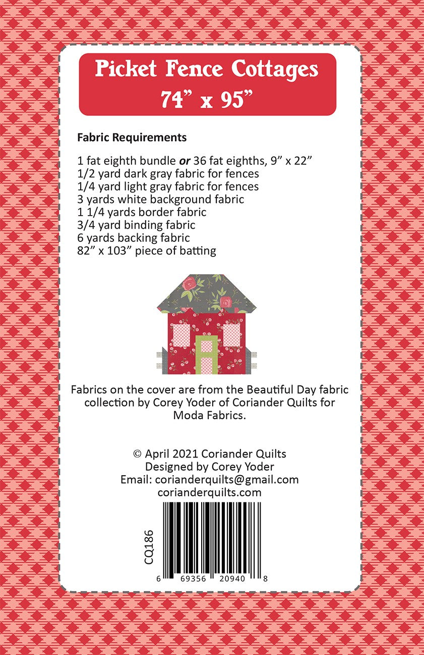 Picket Fence Cottages Quilt Pattern by Coriander Quilts - Special Order