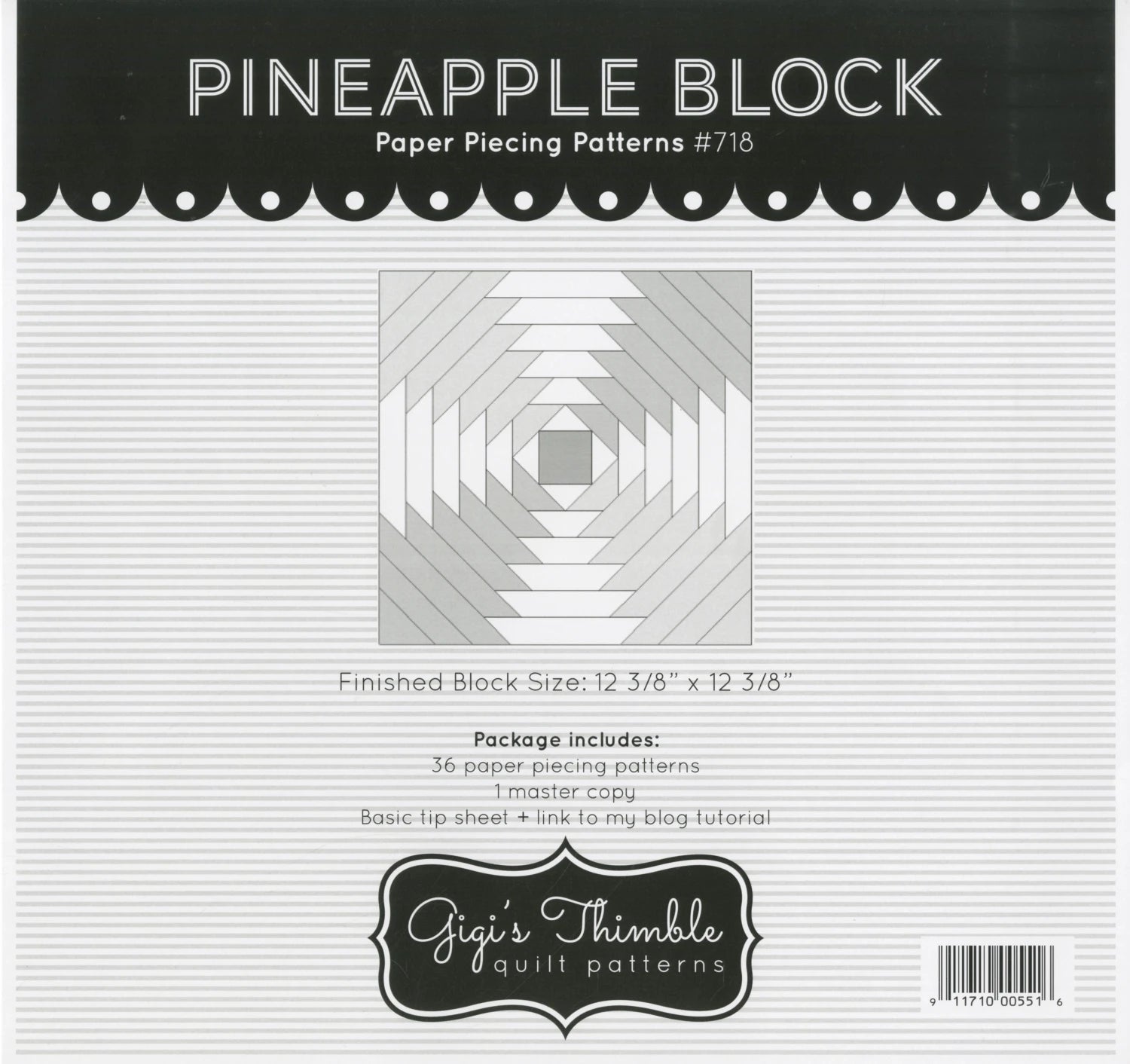 Pineapple Block Paper Piecing Papers by Gigi's Thimble