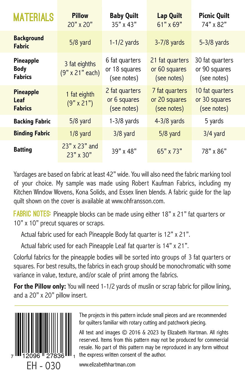 Pineapple Farm Quilt Pattern by Elizabeth Hartman