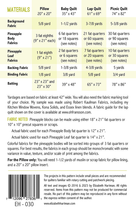 Pineapple Farm Quilt Pattern by Elizabeth Hartman
