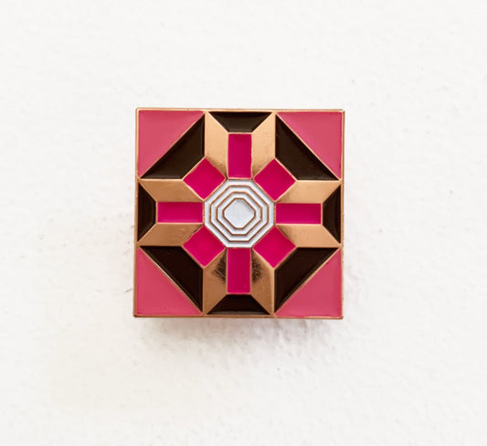 Pink Prosperity Block Enamel Pin # BQ-EP04- Special Order