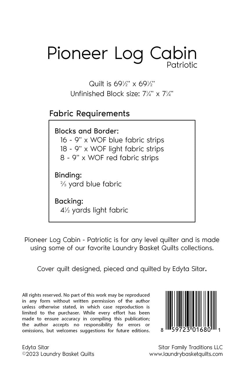 Pioneer Log Cabin - Patriotic # LBQ-1680-P - Special Order