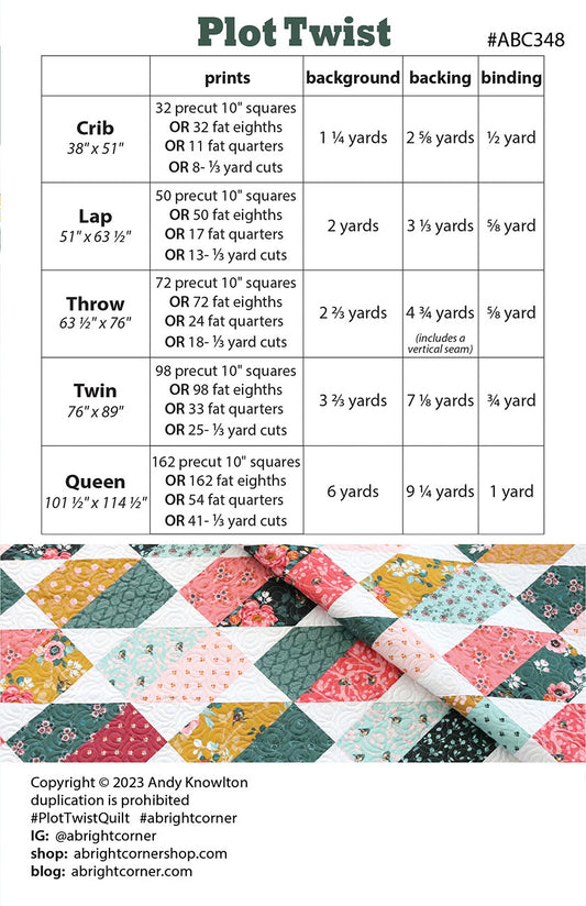 Plot Twist Quilt Pattern Quilt Pattern by A Bright Corner