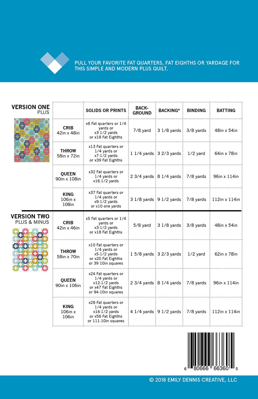 Plus and Minus Quilt Pattern by Quilty Love