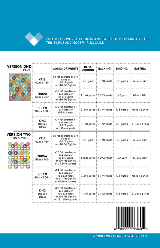 Plus and Minus Quilt Pattern by Quilty Love