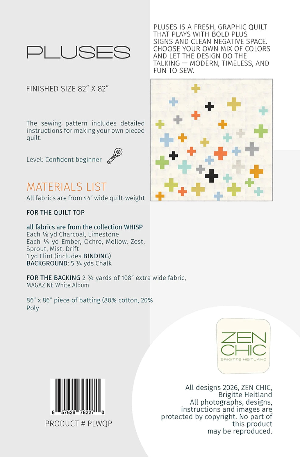 Pluses Quilt Pattern by Zen Chic