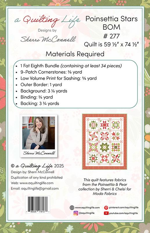 Poinsettia Stars BOM Quilt Pattern by A Quilting Life