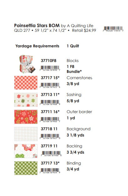 Poinsettia & Pear by Sherri & Chelsi : Poinsettia Star BOM Quilt Kit