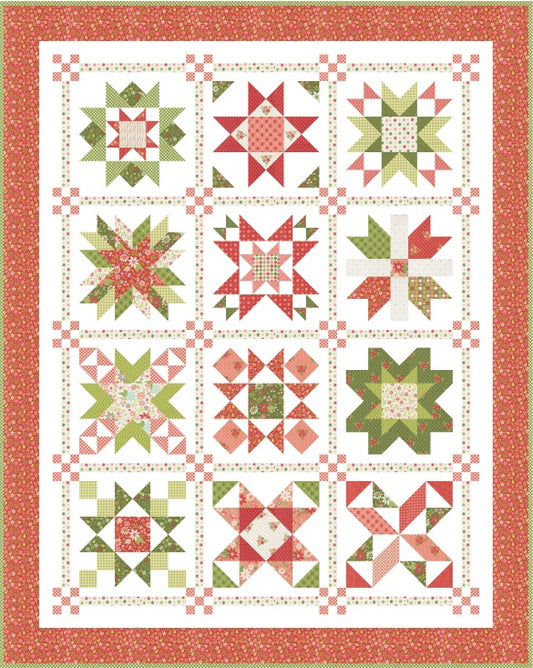 Poinsettia Stars BOM Quilt Pattern by A Quilting Life