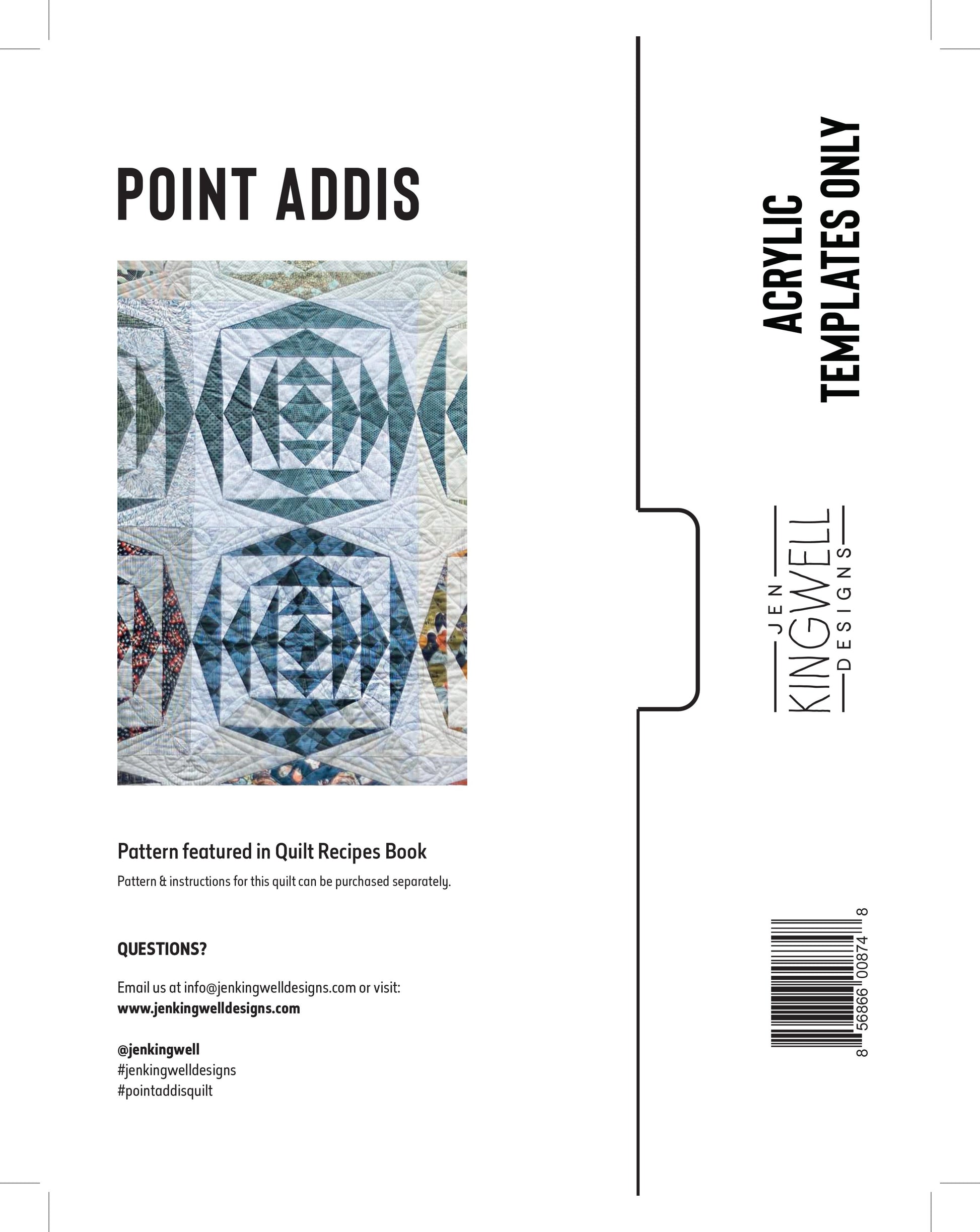Point Addis Acrylic Template Only by Jen Kingwell Designs - Special Order