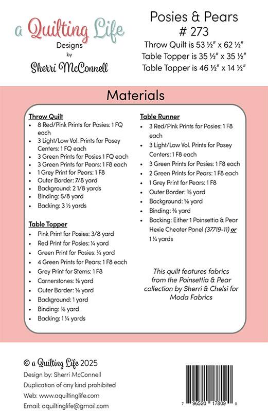 Posies & Pear Quilt Pattern by A Quilting Life