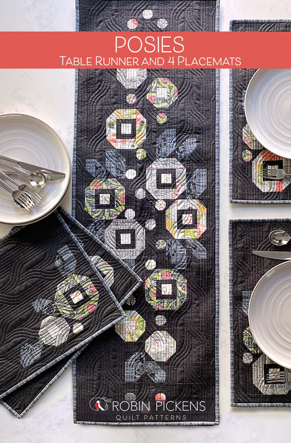 Posies Table Runner and 4 Placemats by Robin Pickens -