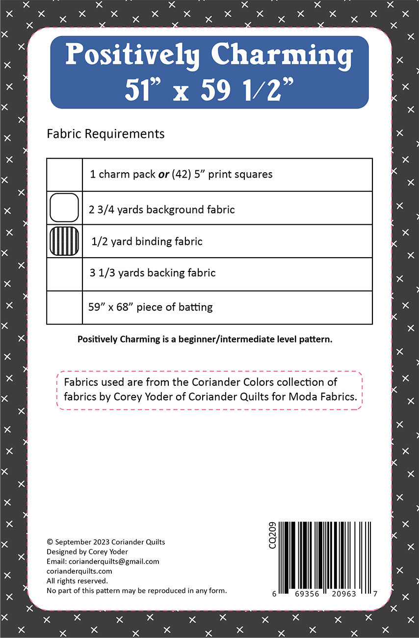 Positively Charming Quilt Pattern by Coriander Quilts - Special Order