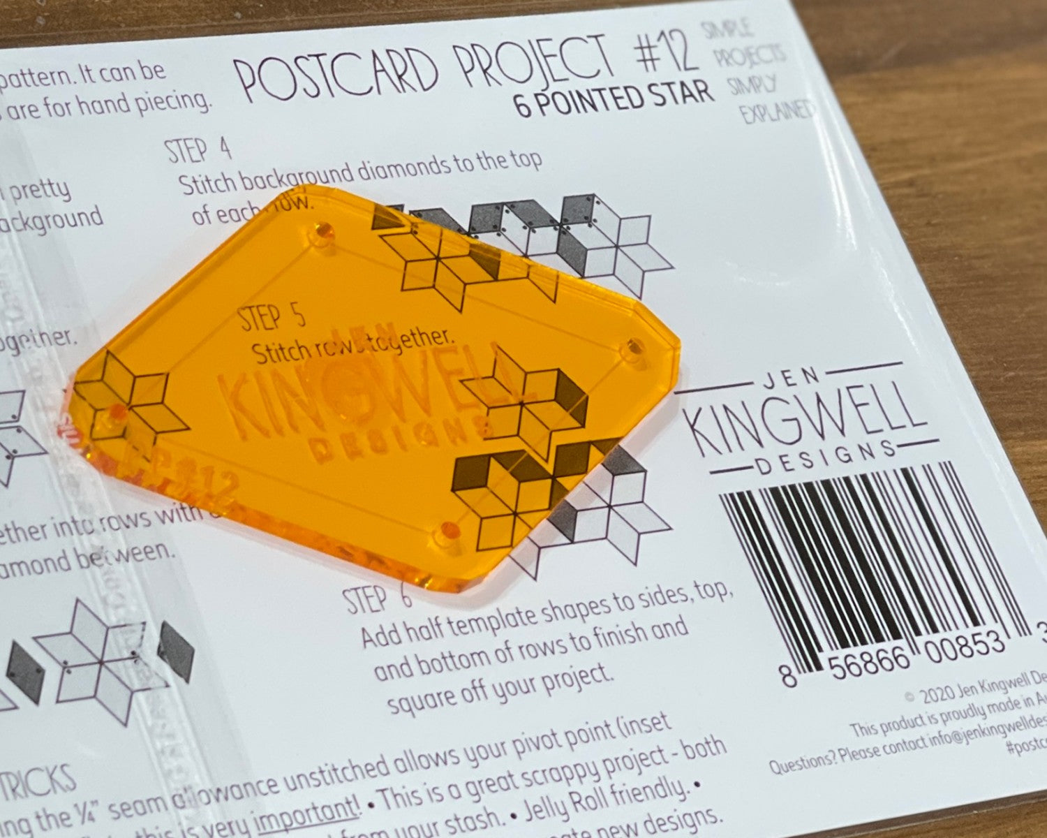 Postcard Project No 12 - 6 Pointed Star by Jen Kingwell Designs - Special Order