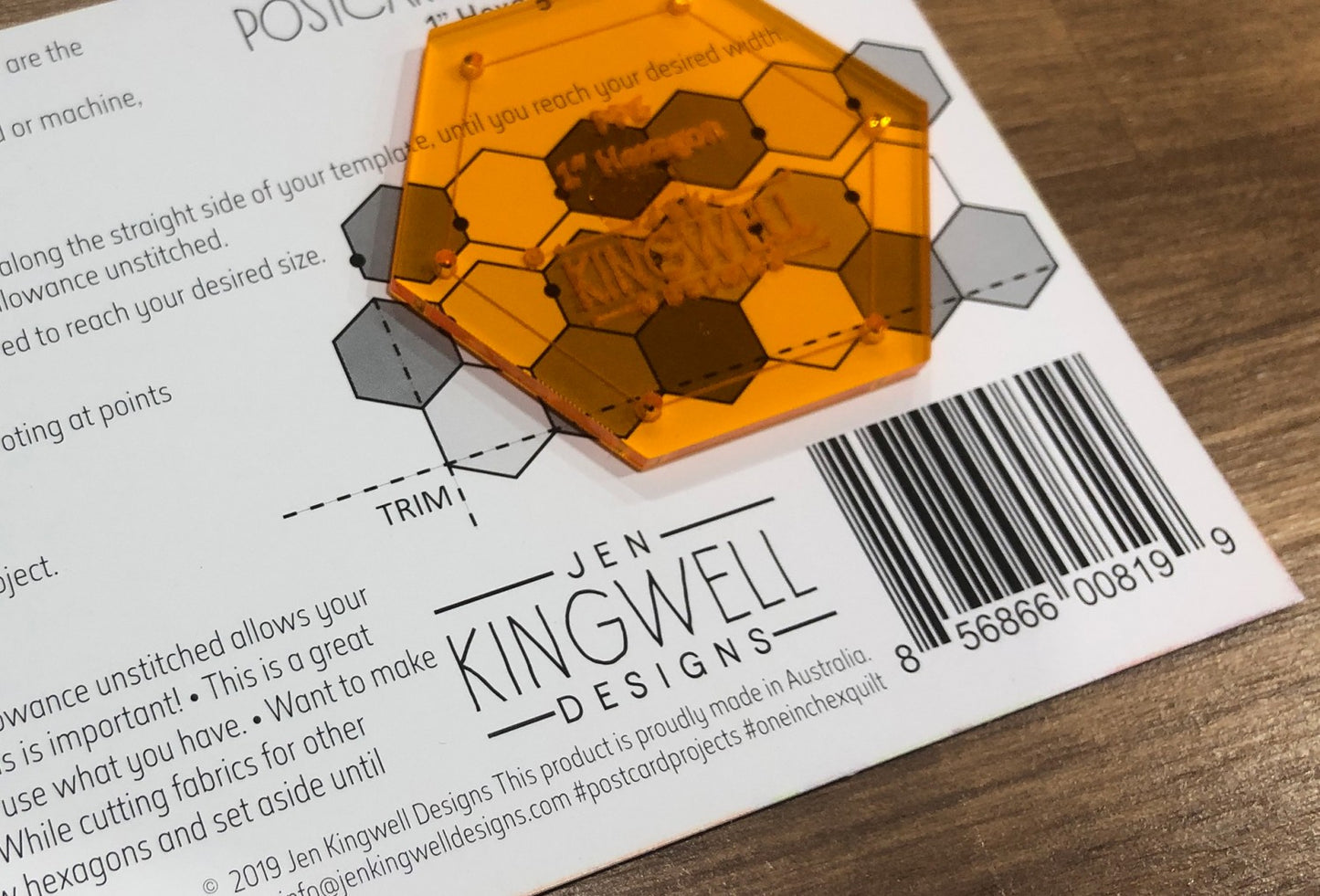 Postcard Project No. 6 - 1 Inch Hex by Jen Kingwell Designs - Special Order