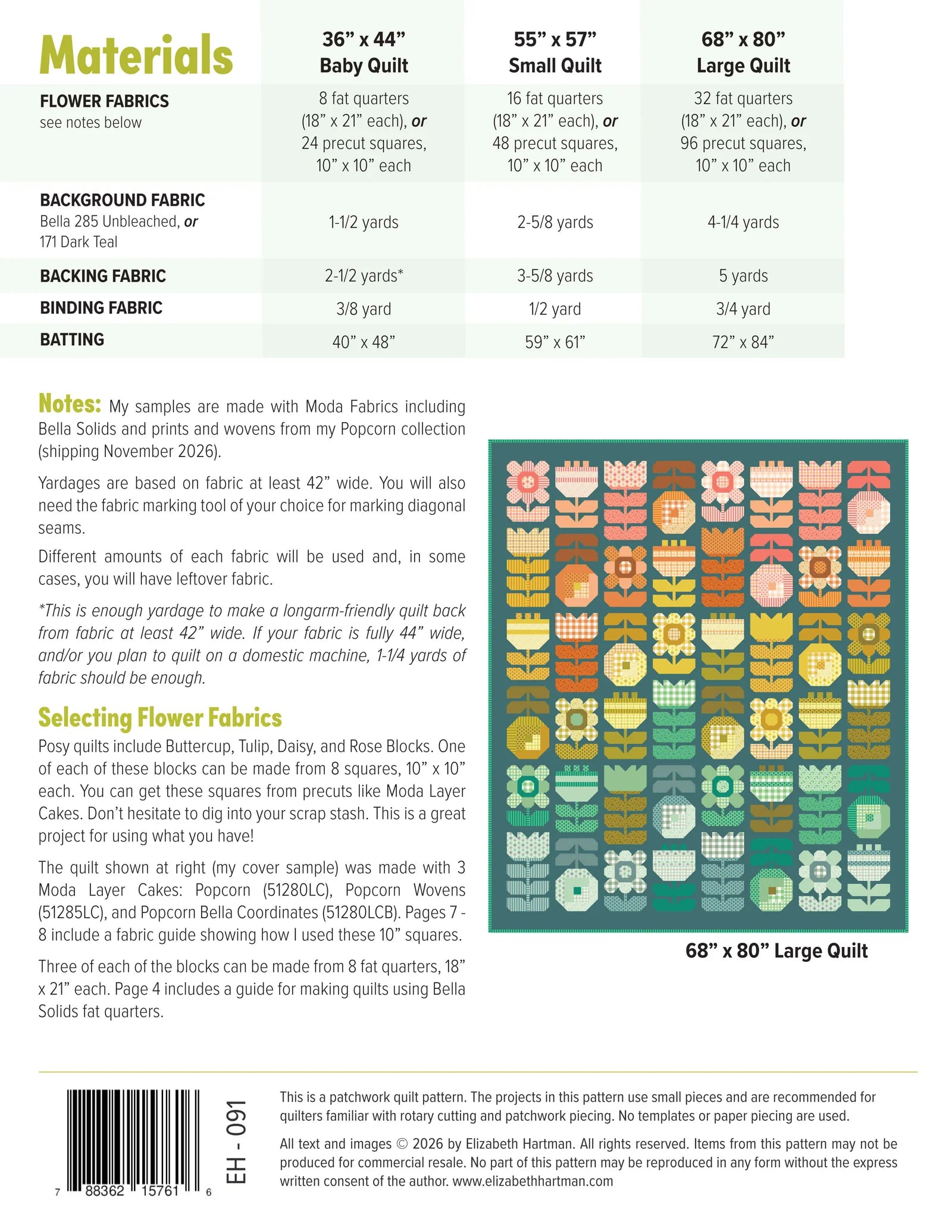 Posy Quilt Pattern by Elizabeth Hartman