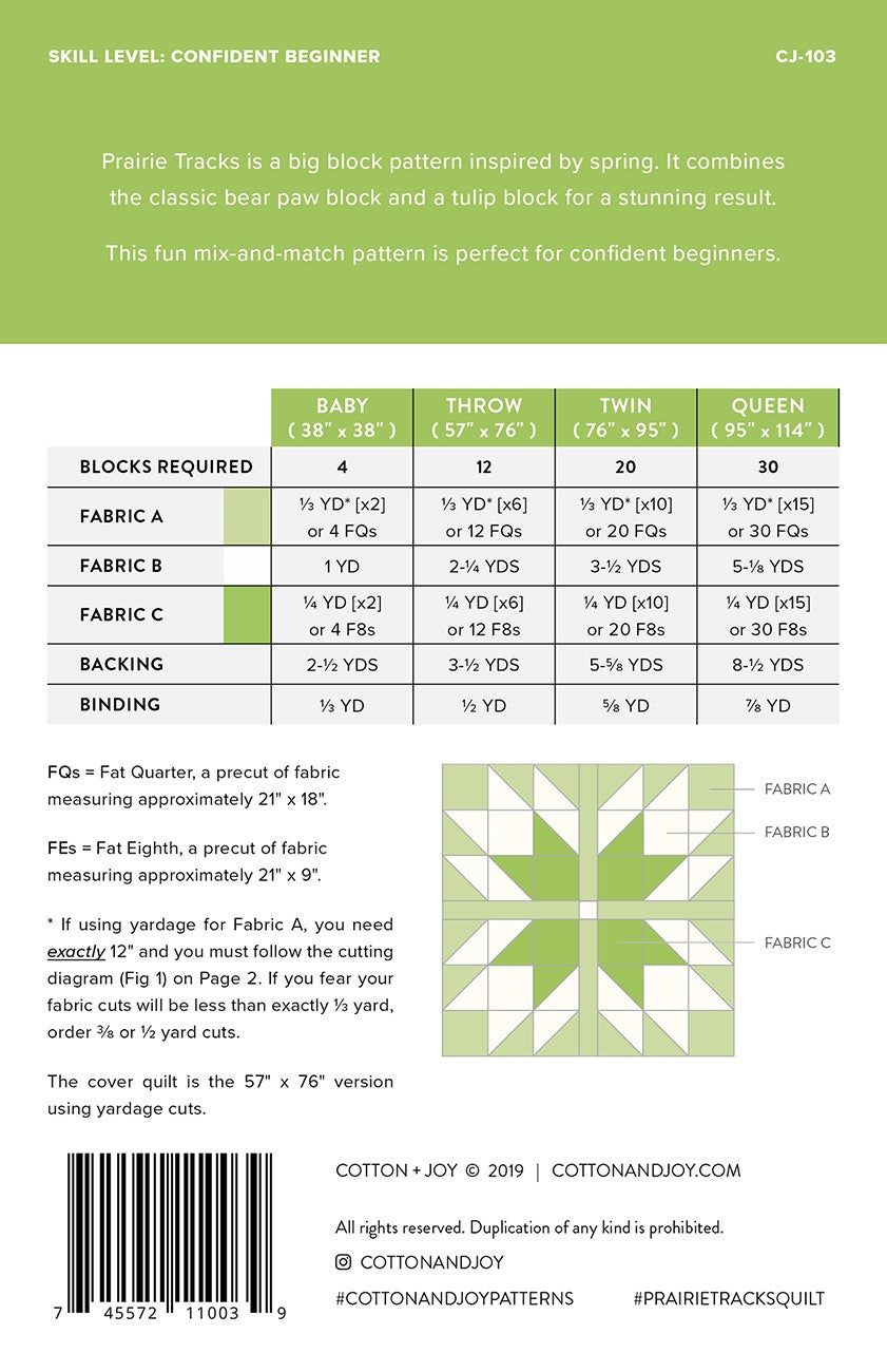 Prairie Tracks Quilt Pattern by Cotton and Joy