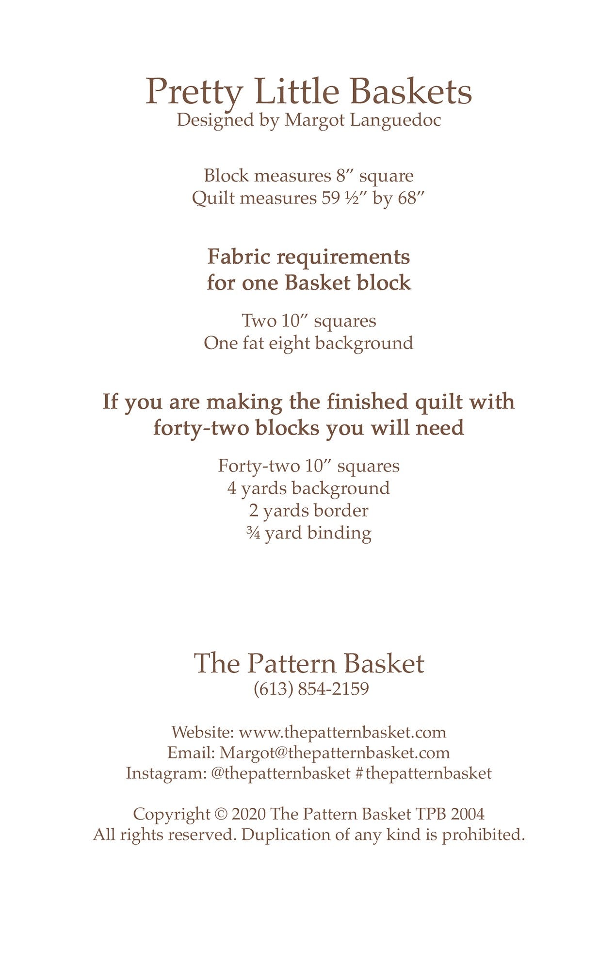 Pretty Little Baskets Quilt Pattern by The Pattern Basket