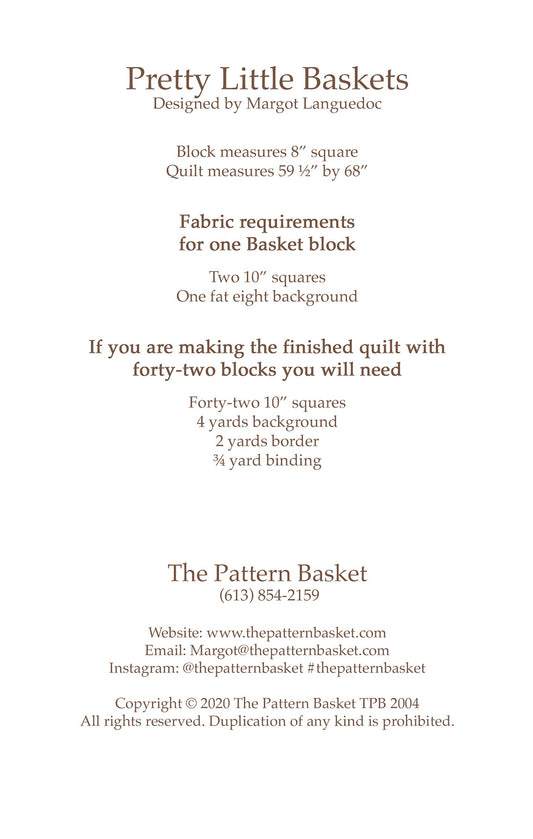 Pretty Little Baskets Quilt Pattern by The Pattern Basket
