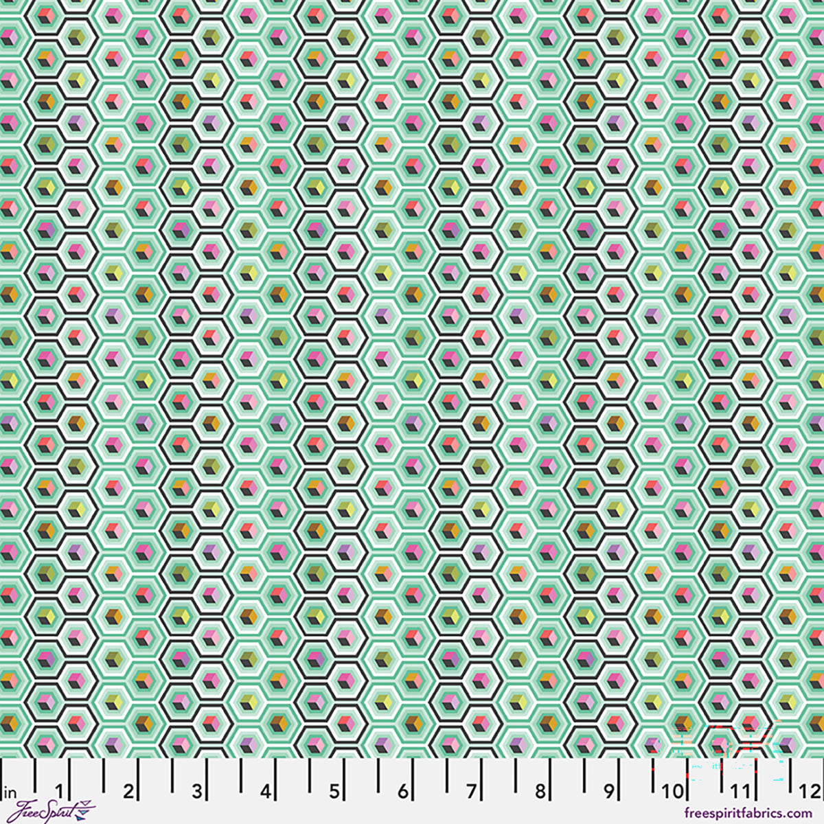 Prince Charming Déjà Vu by Tula Pink : Hex Box Sweetmint PWTP280.SWEETMINT