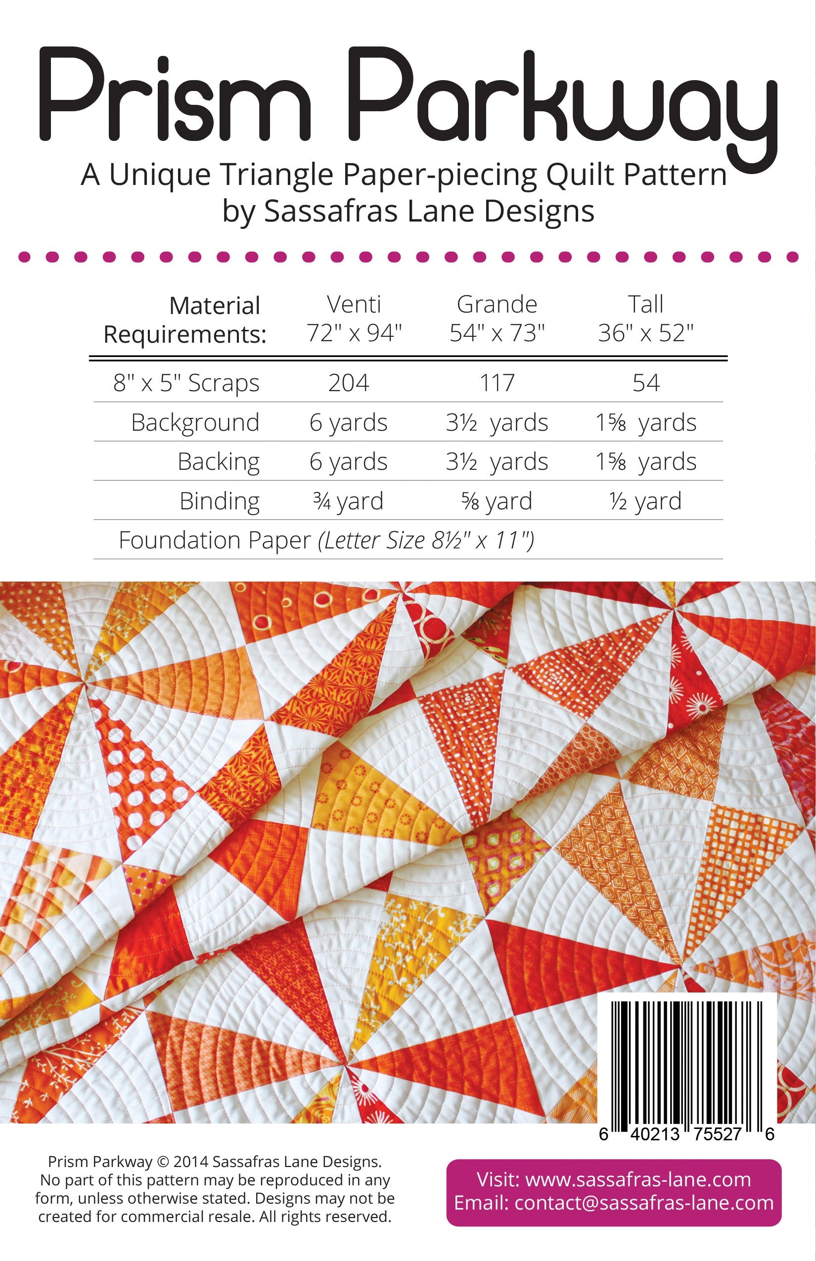 Prism Parkway Quilt Pattern by Sassafras Lane Designs