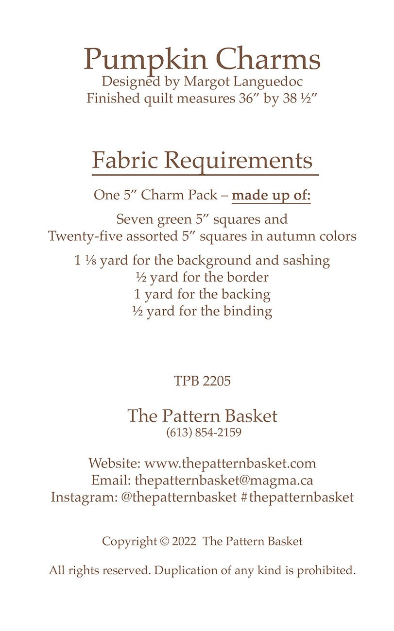 Pumpkin Charms Quilt Pattern by The Pattern Basket