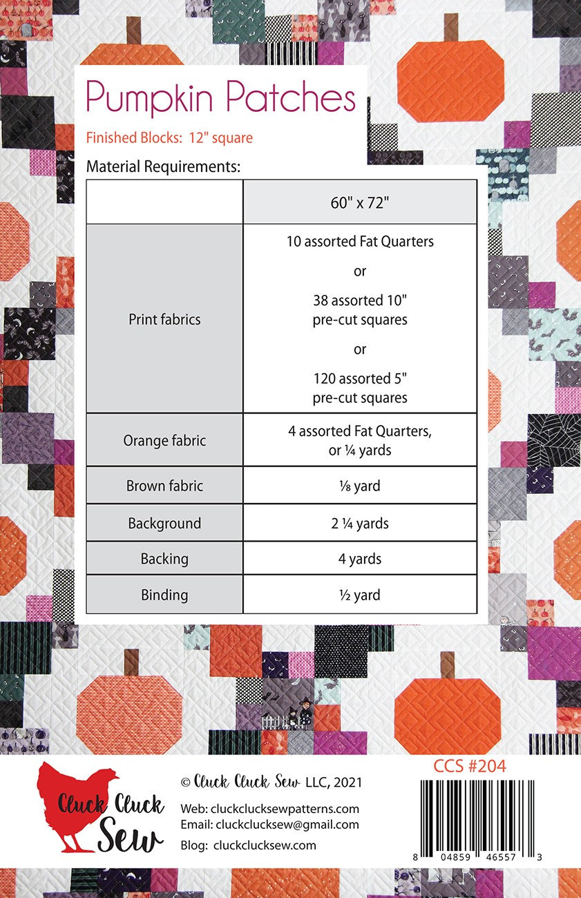 Pumpkin Patches Halloween Quilt Pattern by Cluck Cluck Sew