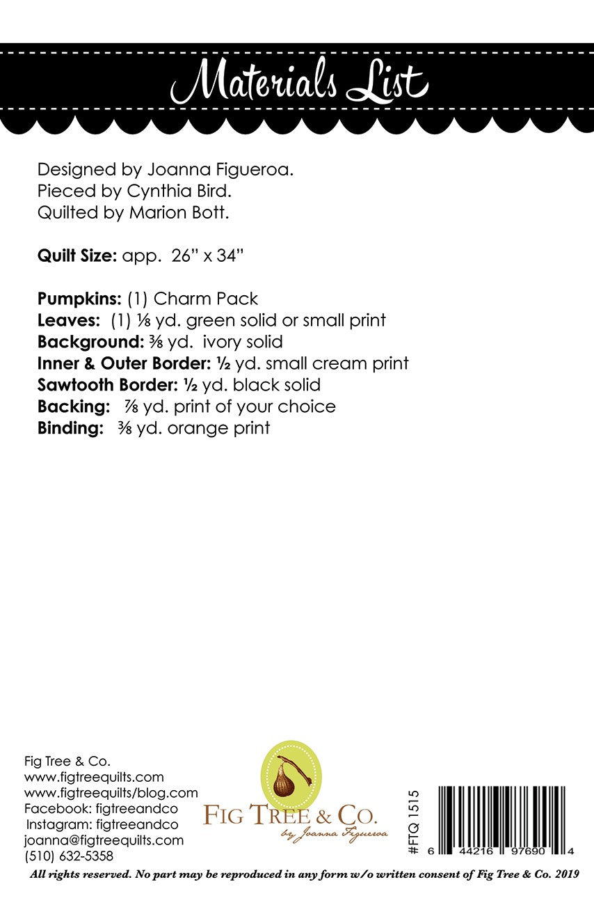 Pumpkin Quilt Pattern by Fig Tree & Co.