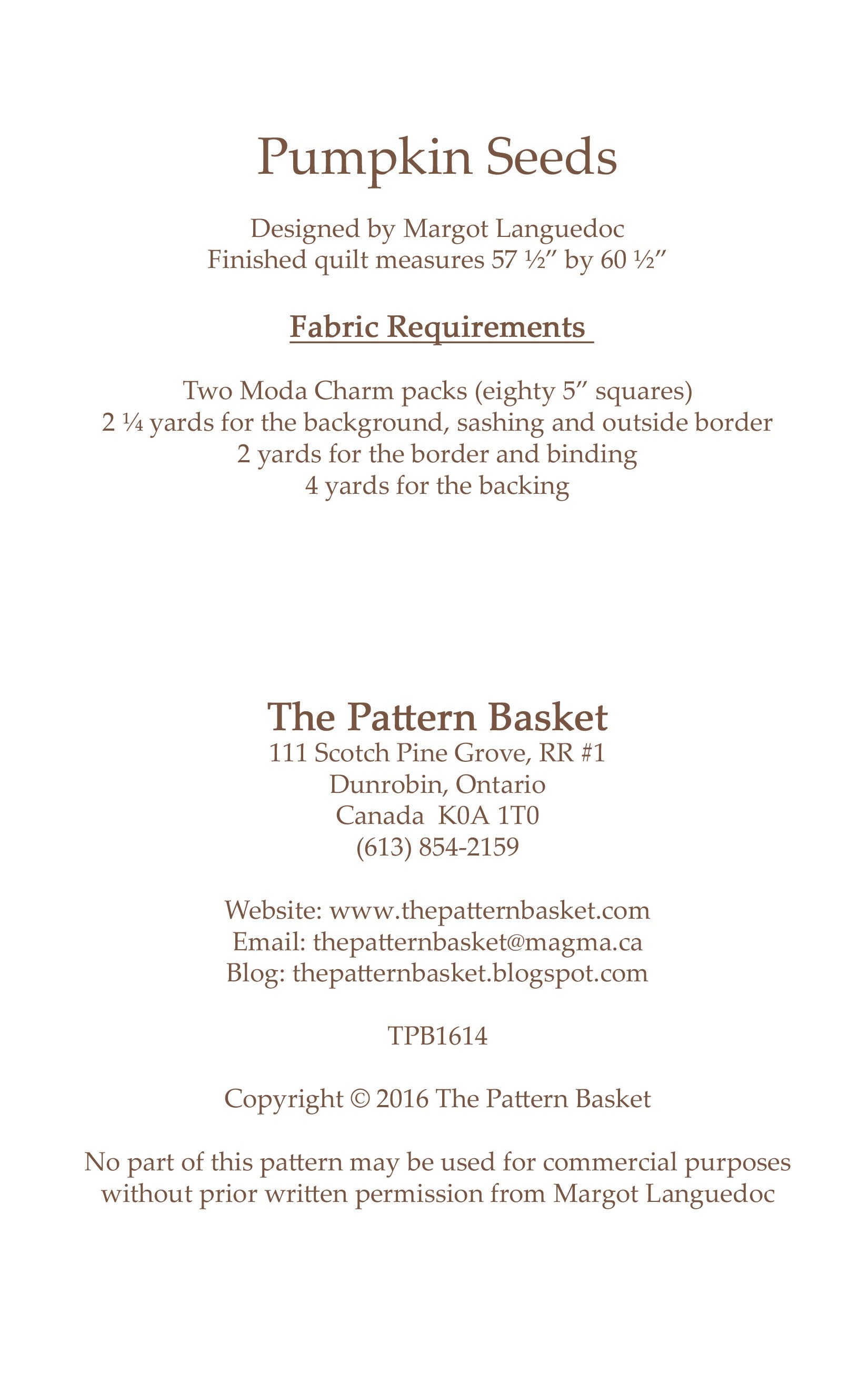 Pumpkin Seeds Quilt Pattern by The Pattern Basket