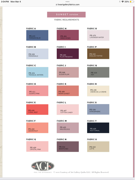 Pure Bliss by Art Gallery Fabric Quilt Kit - Sunset