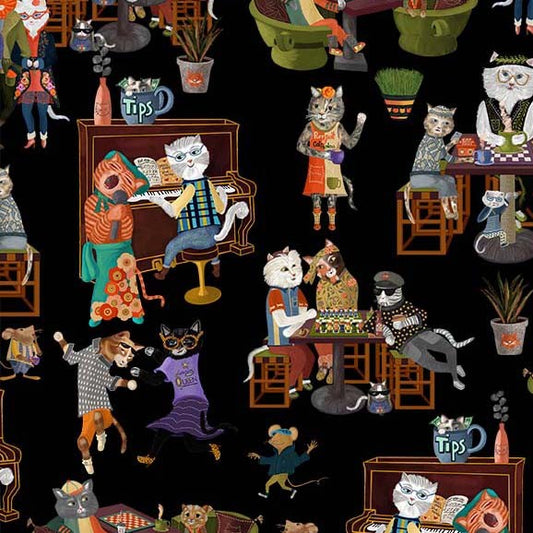 Purrsuit of Coffeeness by Cindy Jackson : Coffee Cat DDC12479-BLAC-D