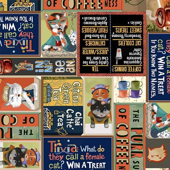 Purrsuit of Coffeeness by Cindy Jackson : Coffee, Cats and Chill DDC12482-MULT-D