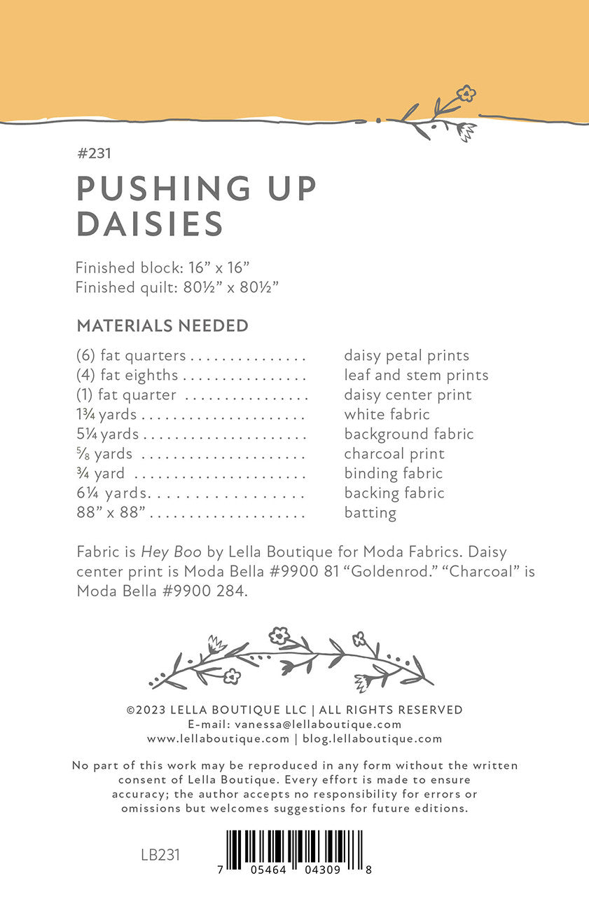 Pushing Up Daisies Quilt Pattern by Lella Boutique