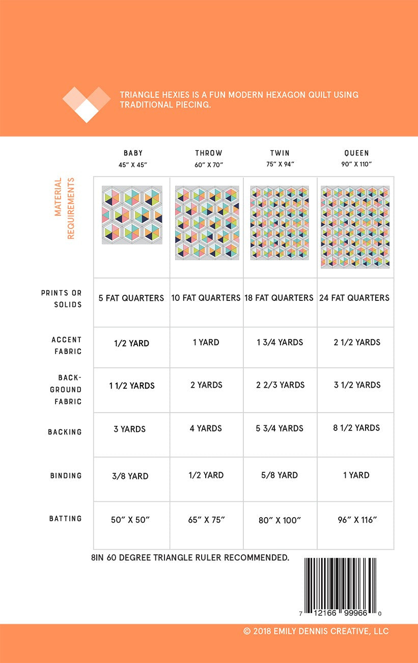 Triangle Hexies Quilt Pattern # QLP103 - Special Order