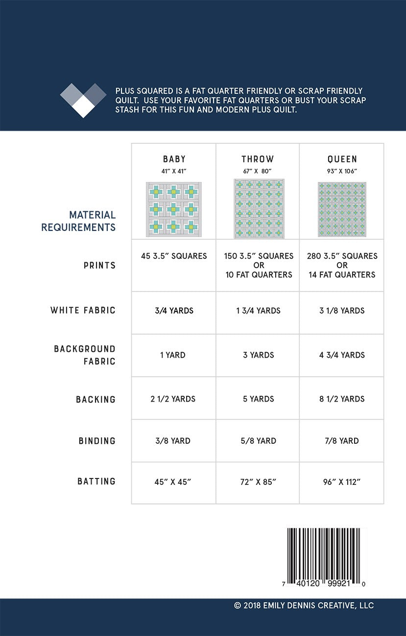 Plus Squared Quilt Pattern # QLP105 - Special Order