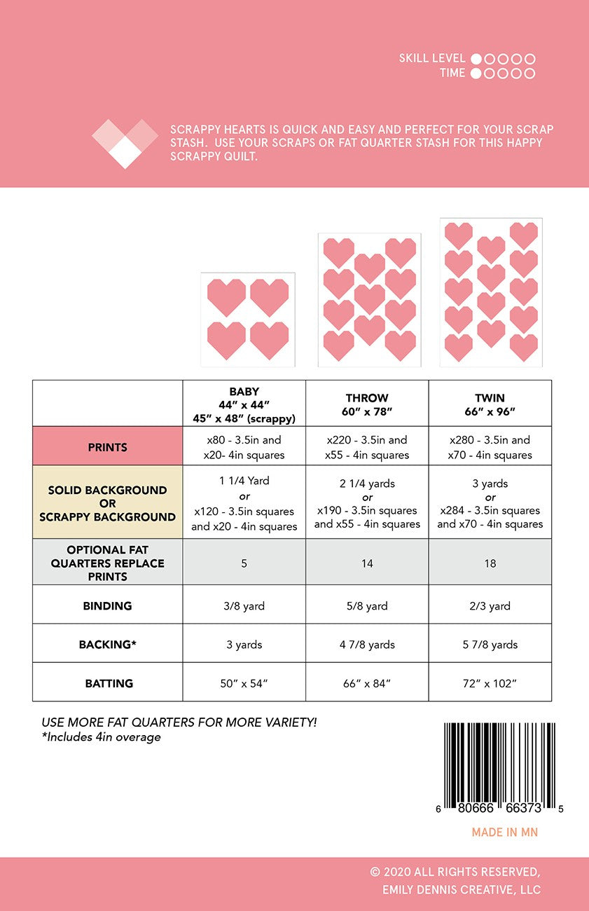 Scrappy Hearts Quilt Pattern # QLP132 Special Order