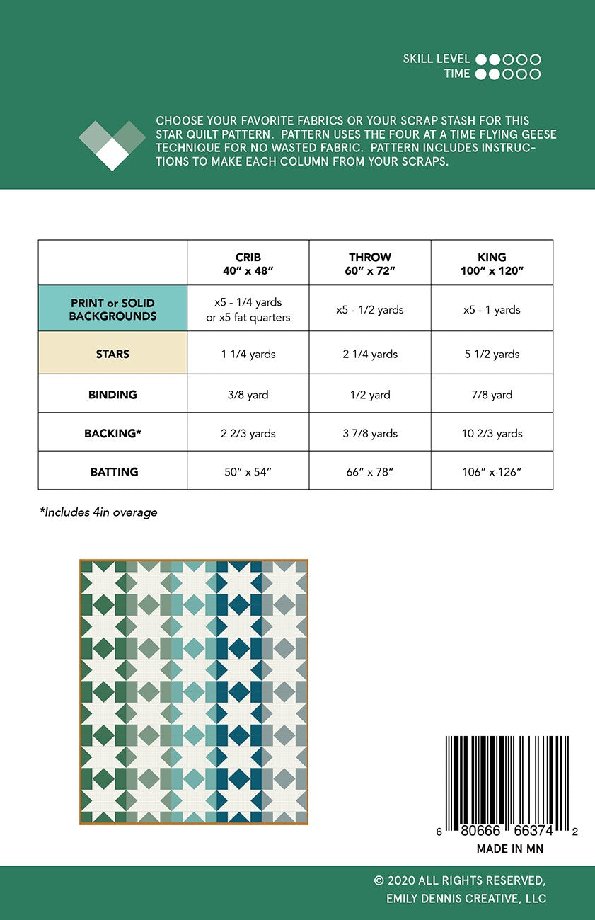 Star Fall Quilt Pattern # QLP133- Special Order